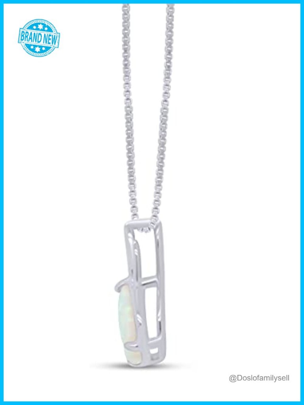 Heart Cut Created White Opal Paw Print Pendant Necklace 14k White Gold Plated - Picture 2 of 5